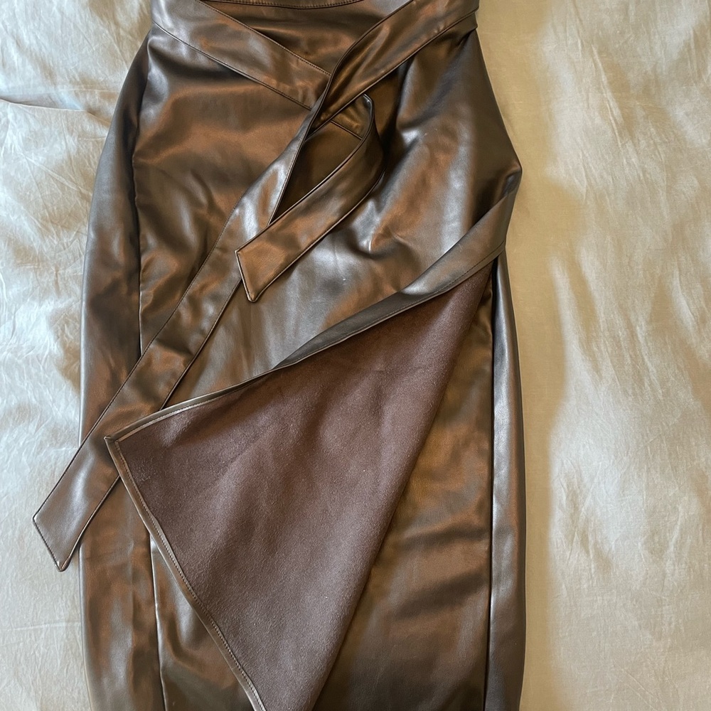 Never Fully Dressed Shimmering Brown Wrap Skirt